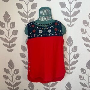 Reba Red and Navy Embroidered Blouse